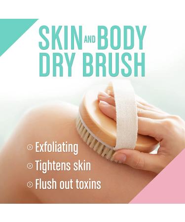 Cellulite Reduction & Lymphatic Drainage Dry Body Brush - Exfoliating Shower Scrubber with Soft Massage Nodules for Smooth Skin - 100% Natural Bristle Brush - Buy Online on GoSupps.com