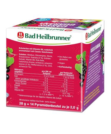 Bad Heilbrunner Cold Energy Tea Cassis Guarana - Black Currant Pyramid Bags | Boost Energy with Vitamin B6 - 6 x 14 Bags - International Shipping - Buy Online on GoSupps.com