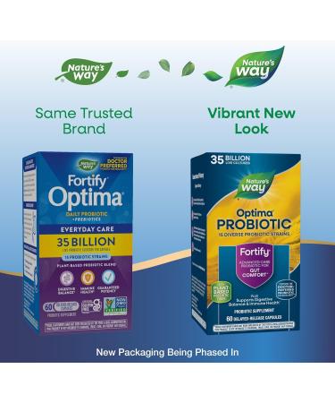 Nature's Way Fortify Optima Probiotic for Adults 35 Billion Cultures 15 Strains Supports Digestive Balance and Immune Health* No Refrigeration Required 60 Capsules (Packaging May Vary) - 2 Pack - Buy Online on GoSupps.com