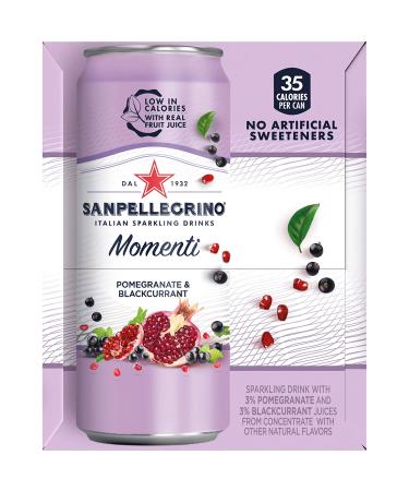 Sanpellegrino Momenti Pomegranate Blackcurrant Sparkling Drink - 6 Cans (11.15 fl oz each) - Buy Online on GoSupps.com