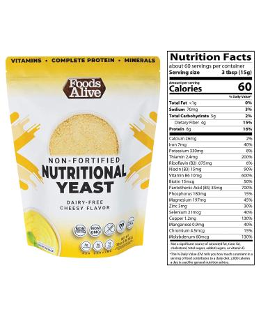 Foods Alive Non-Fortified Nutritional Yeast 32 oz - Superfood for Flavor & Nutrition - Buy Online on GoSupps.com