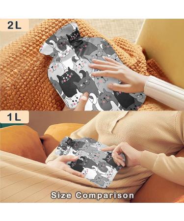 NAANLE Cartoon Cats Transparent 2L Warm Water Bottle - Large Hot & Cold Therapy Bag for Pain Relief Bed & Hand Feet Warmer - Buy Online on GoSupps.com