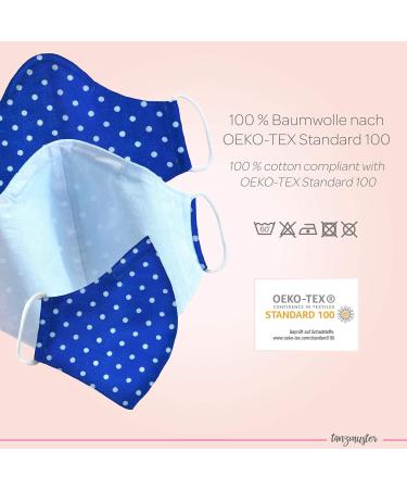 Dance Pattern Washable Cotton Mask for Kids & Adults - 2-Layer with Nose Bracket & Filter Bag - Oeko-Tex Standard 100 - Blue & White Dots - L Size (1 Pack) - Buy Online on GoSupps.com
