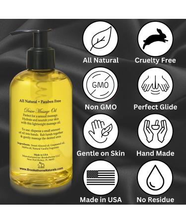 Desire Sensual Massage Oil - All Natural Couples Massage Oil with Sweet Almond Grapeseed & Jojoba - 8oz Vanilla - Buy Online on GoSupps.com