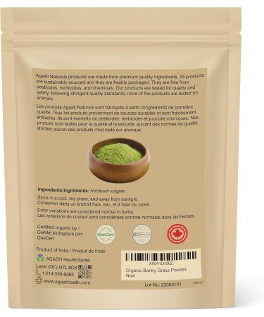Agasti Naturals Certified Organic Barley grass Powder | 8 oz (227 g) | non-GMO 100% Raw - Buy Online on GoSupps.com