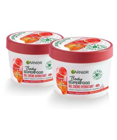 Garnier Body Superfood Gel Hydrating Cream Watermelon Hyaluronic Acid, Pack of 2 x 380 ml