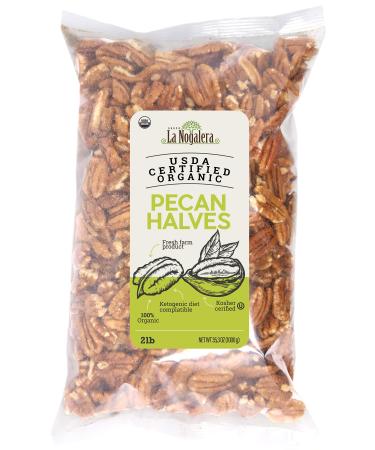 La Nogalera Organic - USDA and CCOF Certified Organic Shelled Pecan Halves in 2 pound bag. Pecan nut halves, NO SHELL, Non-GMO, Kosher and Halal Certified and Ketogenic friendly Organic Halves 2 Pound (Pack of 1)