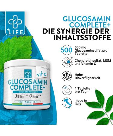 Glucosamine Chondroitin MSM with Vitamin C - 180 Tablets Joint Supplement | Piulife High-Dose Cartilage Support - Buy Online on GoSupps.com