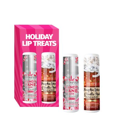 Hempz Fall Lip Balm Limited Edition 2-Pack Pumpkin Spice and Peppermint Candy Cane Hydrating Lip Care for Men and Women .25 oz tube Pumpkin Spice/Peppermint Candy Cane