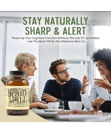 Organic Brain Pill 90 Capsules - Natural Brain Booster with Lions Mane, Ginkgo Biloba, Sage - Enhances Focus, Memory, Clarity - Energy Boosting Supplement - Buy Online on GoSupps.com