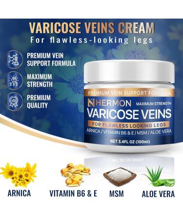 Hermon Varicose and Spider Veins Cream Natural Formula to Improve Circulation Soothe Tired Legs & Reduce Swelling Vein Treatment for Long Standing 3.4 Fl Oz (Pack of 1) - Buy Online on GoSupps.com