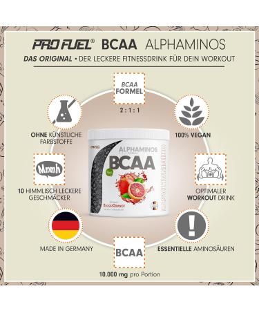 Buy Alphaminos BCAA Powder 300g - Blood Orange Flavor | 100% Vegan | Essential Amino Acids | Top Solubility | Test Winner - Buy Online on GoSupps.com
