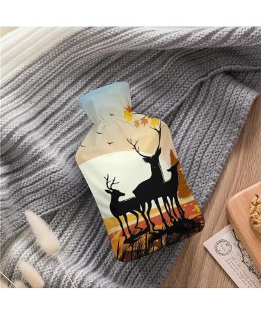 Forest Elk Hot Water Bottle with Plush Cover - Hand Warmer for Adults & Kids | 26.5x15.3cm - International Shipping - Buy Online on GoSupps.com