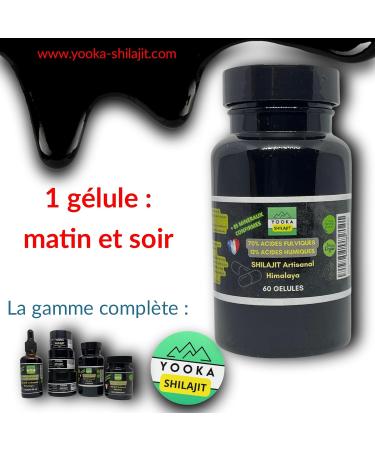 YOOKA Shilajit 60 units natural ARTISANAL PURE GOLD. 70% FULVIC ACID laboratory test guaranteeing +85 minerals 12% humic acid. Sun drying 60d purified 40 times. French company. - Buy Online on GoSupps.com