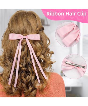 6 Pack Bow Hair Clips for Women Girls Pink White Black Ribbon Hair Bows Elegant Tassel Hair Bow Clips Barrettes Hair Accessories for Girls Teens - Buy Online on GoSupps.com