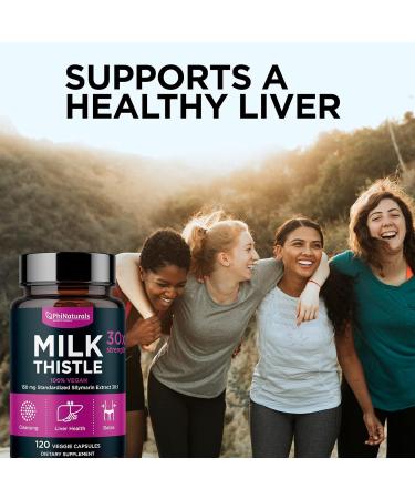 Milk Thistle 150mg Capsules - 120 Count Liver Cleanse Detox Support with Silymarin Extract for Immune Boost - Natural Non-GMO Supplement Made in USA - Buy Online on GoSupps.com