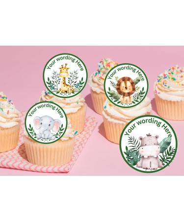 20 x EDIBLE Safari Animal Personalised cupcake toppers wafer/icing uncut BIRTHDAY/BABY SHOWER/CHRISTENING/BAPTISM/ANY WORDING (wafer paper) Rice Paper - Buy Online on GoSupps.com