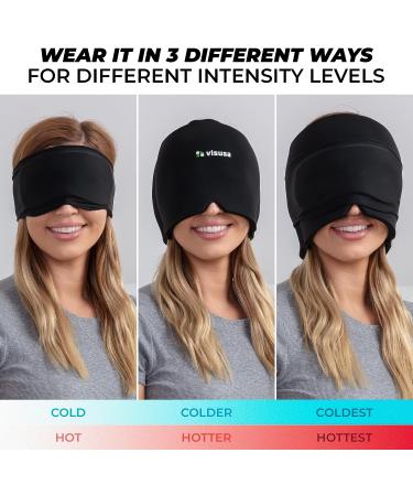 Ice Cap for Migraines - Gel Head Wrap with Hot/Cold Therapy for Headache Relief | Ideal for Sinus & Puffy Eyes | Compressed Therapy, Comfortable Form-Fitting Design - Black - Buy Online on GoSupps.com