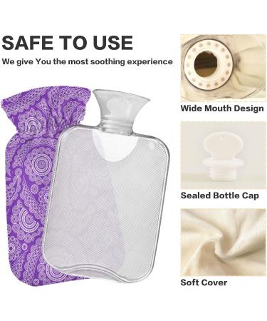 Naanle Purple Paisley Hot Water Bottle 1L Transparent Cover for Pain Relief & Therapy | Hand & Foot Warmer - Buy Online on GoSupps.com