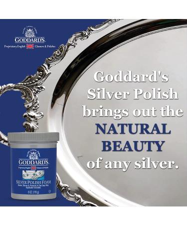 Goddards Silver Polish Foam - 6 oz Silver Jewelry Cleaner for Antiques, Accessories & More - Tarnish Remover with Sponge Applicator - Buy Online on GoSupps.com