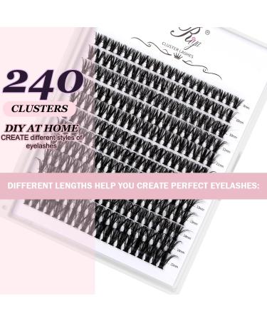 Riya DIY Eyelash Extensions 240 Clusters 40D Mixed Curl Wispy Volume Individual Lashes - Home DIY Cluster Extensions - Buy Online on GoSupps.com