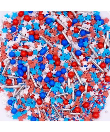 Sprinkletti - Stars and Stripes- 30g Cake Topper Sprinkles - Chocoballs Rods Balls Strands And Sugar Star Shapes - Edible Cake Decorations - Birthday Cake Sprinkles 30g Stars and Stripes - Buy Online on GoSupps.com