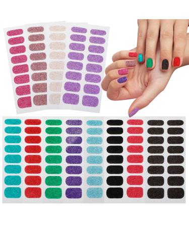 12 Sheets Nail Polish Strips Glitter Nail Wraps Solid Color Nail Polish Stickers Stick On Full Nail Wraps Self Adhesive Nail Polish Decals Manicure Tips Decorations for Women Girls - Buy Online on GoSupps.com