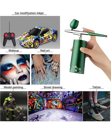 Mini Airbrush Makeup Kit with Compressor - Portable Elegance Airbrush for Tattoos, Cake Decorating, and Modeling in Green - Buy Online on GoSupps.com