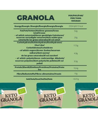 Go-Keto BIO Keto Granola Apple Cinnamon 6x 290g - Keto Muesli for a delicious Keto breakfast with coconut chips - Buy Online on GoSupps.com