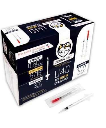 U-40 Pet Insulin Syringes 30G 1/2cc 5/16" 100 Pack. Comfortable and safe U40 insulin injections for pets.