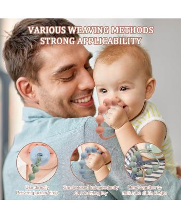 CLdy 2-in-1 Silicone Pacifier Chain & Bite Ring Toys - BPA-Free Baby Pacifier Holder Strap - 3-Pack (Orange Purple Pink) for Boys & Girls - Buy Online on GoSupps.com