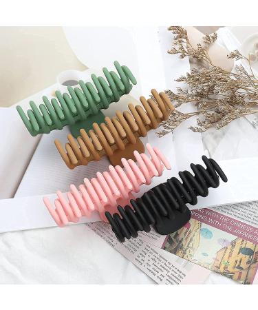 Large Nonslip Hair Claw Clips - Strong Hold Matte Hair Clamps for Women & Girls - 4.33inch 4 Pack in Black, Green, Pink, Burlywood - Buy Online on GoSupps.com