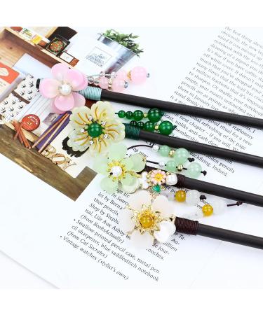 inSowni 8 Pieces Vintage Retro Asian Japanese Chinese Traditional Hanfu Flower Wooden Hair Sticks with Bead Pendants Hair Pins Forks Chopsticks Headpieces for Women Girls Teens Buns Updos - Buy Online on GoSupps.com