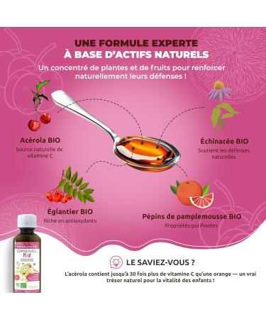 Originel Kid Immunit BIO Multivitamines Enfants D fenses Immunitaires Echinac e glantier P pins de Pamplemousse Ac rola Vitamine C Flacon 150 ml Fabrication Fran aise Laboratoires DIOTER - Buy Online on GoSupps.com