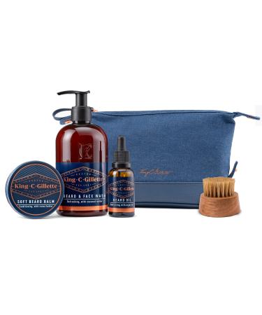 King C. Gillette Men's Beard Care Gift Set, Beard Wash, Beard Oil, Beard Balm 4 Piece Beard Care Kit