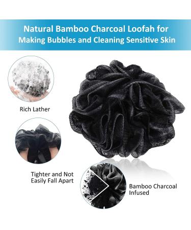 Silicone Back Scrubber & Bath Loofah Set - 35.5 Long Exfoliating Body Brush with Natural Bristles | Shower Loofah Ball & Mesh Pouf | 3 Hooks Included - Buy Online on GoSupps.com