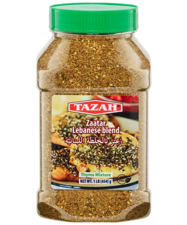 Tazah Zaatar 16oz Lebanese Zatar Spice Blend Thyme Mixture Za'atar in Jar Lebanese Zaatar