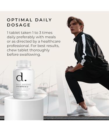 Daily Defense Immune Defense Supplements Vitamin D3 K2 2000IU for Heart Health Daily Immune Support Mental Clarity & Muscle Function - 100 Chewable Tablets - Buy Online on GoSupps.com