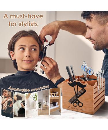 Salon Shear Holder with 4 Compartments Compact Hair Cutting Scissors Holder with Sponge Lining Efficient Salon Scissors Holder Hair Scissors Organizer for Barber Supplies Stylists 5.3x5.3x4.7in wo - Buy Online on GoSupps.com