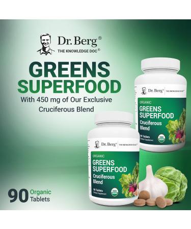 Dr. Berg's Greens Superfood Cruciferous Vegetable Tablets - Vegetable Supplements for Adults w/ 11 Phytonutrient Super Greens - Energy Immune System & Liver Veggie Tablets - 90 Tablet Organic Cruciferous Support (90 Tablets) - Buy Online on GoSupps.com