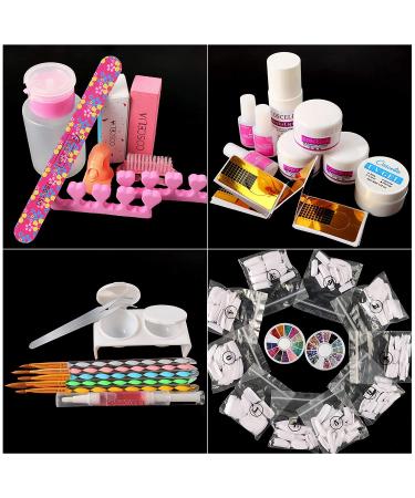 Professional Acrylic Nail Kit Set | Glitter Powder, Manicure Tools, False Tips | Starter DIY Supplies in Clear, Pink, White - Buy Online on GoSupps.com