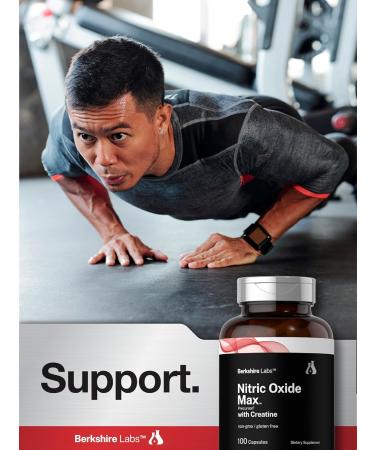 Horb ach Nitric Oxide Supplement with Creatine | 100 Capsules | L Citrulline L Arginine and Creatine Monohydrate | Non-GMO Gluten Free | Berkshire Labs - Buy Online on GoSupps.com