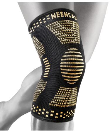 NEENCA Copper Knee Support Brace(Pair) Professional Knee Sleeves with Copper Ions Infused Fiber Technology Premium Compression Support for Knee Pain Sports Arthritis ACL Joint Pain Relief M Copper - Buy Online on GoSupps.com