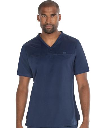 MediChic Men's V-Neck Hi-Low Top - Small Navy | One Chest Pocket | Mesh Gusset - Buy Online on GoSupps.com