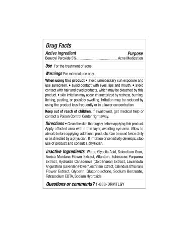 DRMTLGY Acne Spot Treatment and Cystic Acne Treatment. Acne Serum with Micronized Benzoyl Peroxide 5% and Glycolic Acid. 1.1 oz 2 pack 1.1 Ounce (Pack of 2) - Buy Online on GoSupps.com