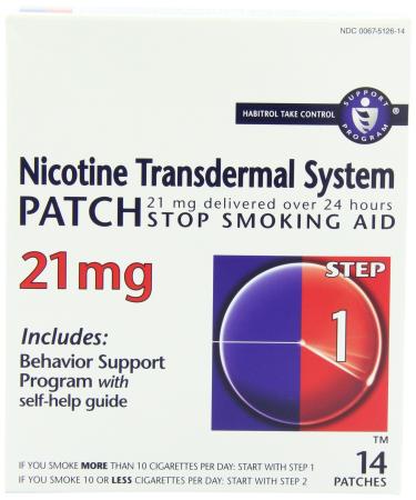 Nicotine Transdermal System Patch, Stop Smoking Aid, 21 mg, Step 1, 14 patches