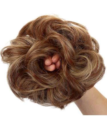 JJstar 2PCS Messy Bun Hair Pieces - Brown & Blonde Curly Fake Hair Buns for Women & Girls - Buy Online on GoSupps.com
