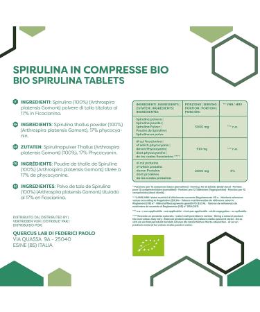 ERBOTECH Spirulina Tablets 200g Pack Approximately 800 Capsules 100% Pure and Vegan Seaweed Energy Source High in Protein Vitamins Magnesium Strengthens the Immune System - Buy Online on GoSupps.com