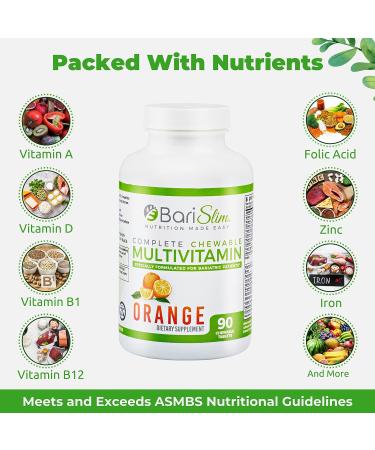 BariSlim Complete Chewable Bariatric Multivitamin Tablets - 45mg Iron - Post Bariatric Surgery Supplement for Gastric Bypass & Sleeve | Orange - Buy Online on GoSupps.com