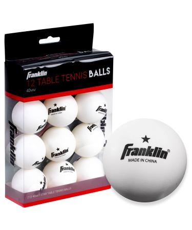 Franklin Sports Ping Pong Balls - Official Size + Weight White 40mm Table Tennis Balls - One Star Professional Durable High Performance Ping Pong Balls - White - 12 Pack Pack of 12